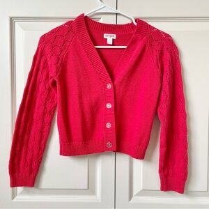 Cat & Jack girls red Button-Front Knit shimmer Cardigan medium 8
